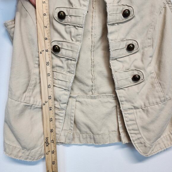No Boundaries Y2K Military Vest Jr Small 3-5 Beige Distressed Big Buttons Chic - Picture 10 of 11